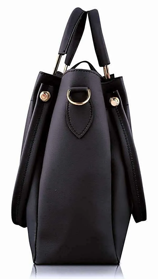Black_Shoulder_Pu-Leather_Handbags_For_Women'S._Combo_Set_Of_3_With_1_Compartment_And_1_Back_Zipper_Pocket