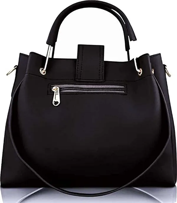 Black_Shoulder_Pu-Leather_Handbags_For_Women'S._Combo_Set_Of_3_With_1_Compartment_And_1_Back_Zipper_Pocket