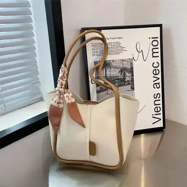 White_Versatile_Women'S_Tote_Bag_With_Back_Zip_Pocket__Spacious_Compartment__Perfect_For_Travel,_Office,__Daily_Style