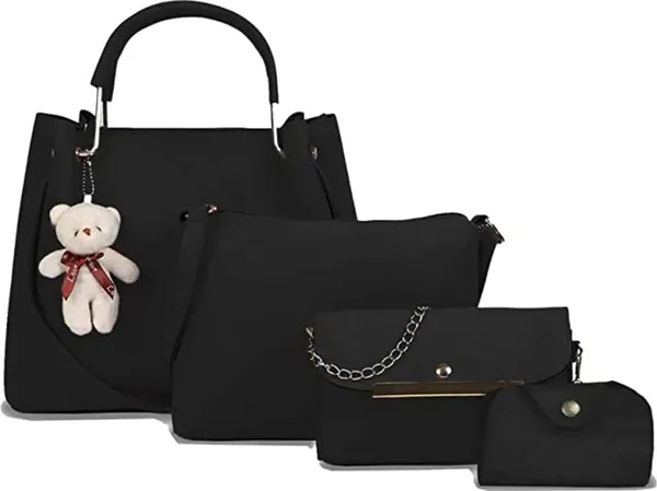 Black_Shoulder_Pu-Leather_Handbags_For_Women'S._Combo_Set_Of_4