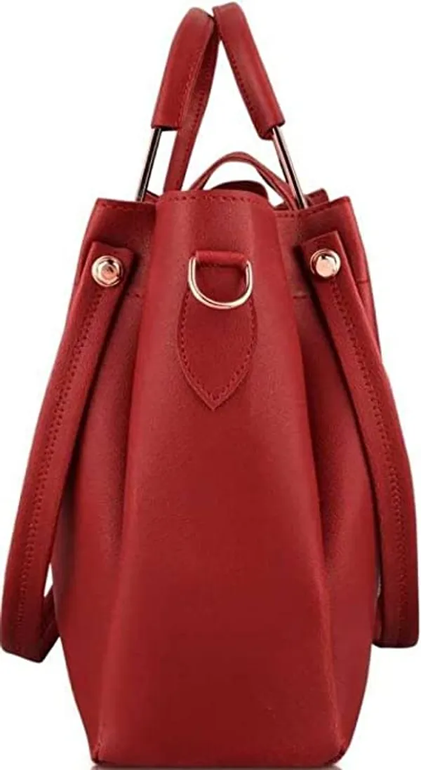 Maroon_Shoulder_Pu-Leather_Handbags_For_Women'S._Combo_Set_Of_3_With_1_Compartment_And_1_Back_Zipper_Pocket