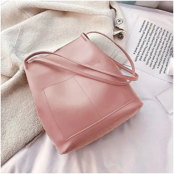 Pink_Women_Tote_Bag__Leather_Handbags_Casual_Ladies_Shoulder_Bags_For_Shopping._With_1_Compartment_And_Front_Pocket