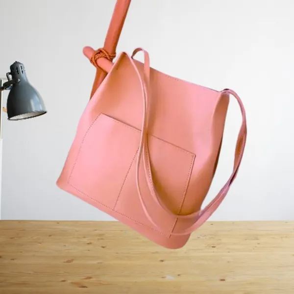 Pink_Women_Tote_Bag__Leather_Handbags_Casual_Ladies_Shoulder_Bags_For_Shopping._With_1_Compartment_And_Front_Pocket