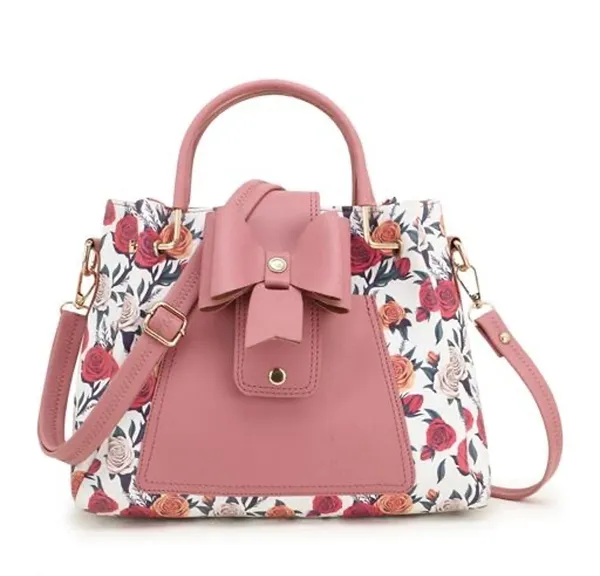 Red_Stylish_Shoulder_Pu-Leather_Flower_Printed_Handbags_For_Women._1_Compartment_And_2_Chain_Pocket
