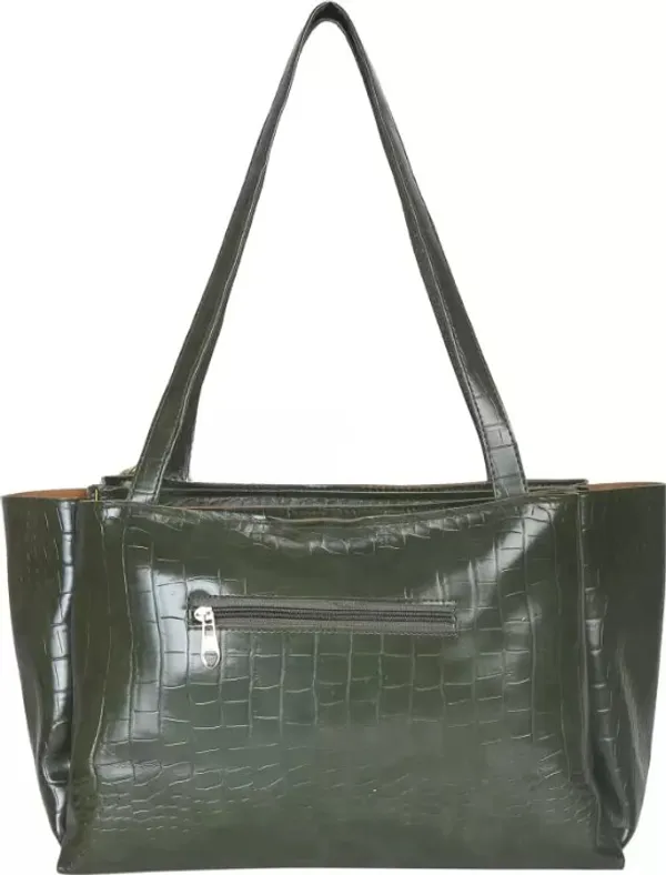 Green_Croco_Pattern_Shoulder_Bag_For_Women_With_3_Big_Compartment