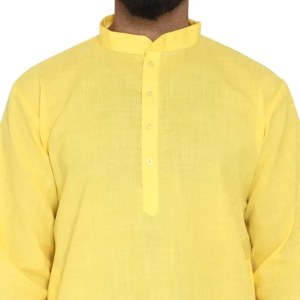 Yellow_Cotton_Kurta_With_Pyjama_Set_For_Men