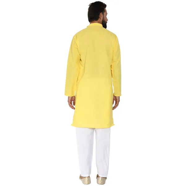 Yellow_Cotton_Kurta_With_Pyjama_Set_For_Men