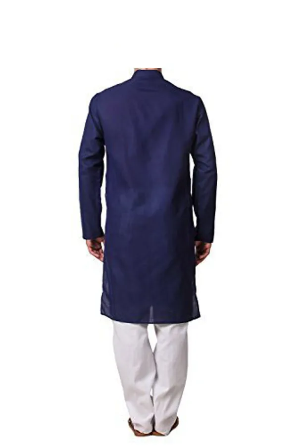 Navy_Blue_Cotton_Kurta_With_Pyjama_Set_For_Men