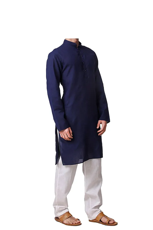 Navy_Blue_Cotton_Kurta_With_Pyjama_Set_For_Men