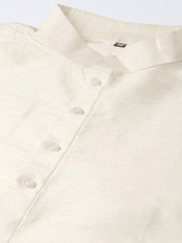 Cream_Banarasi_Dupion_Kurta_With_Churidar_And_Waistcoat_Set_For_Men