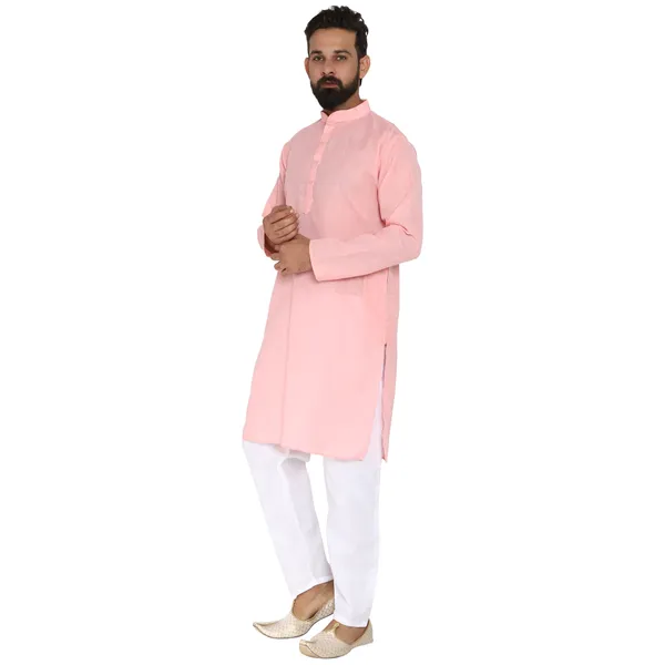 Pink_Cotton_Kurta_With_Pyjama_Set_For_Men