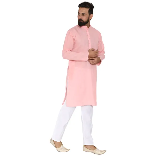 Pink_Cotton_Kurta_With_Pyjama_Set_For_Men