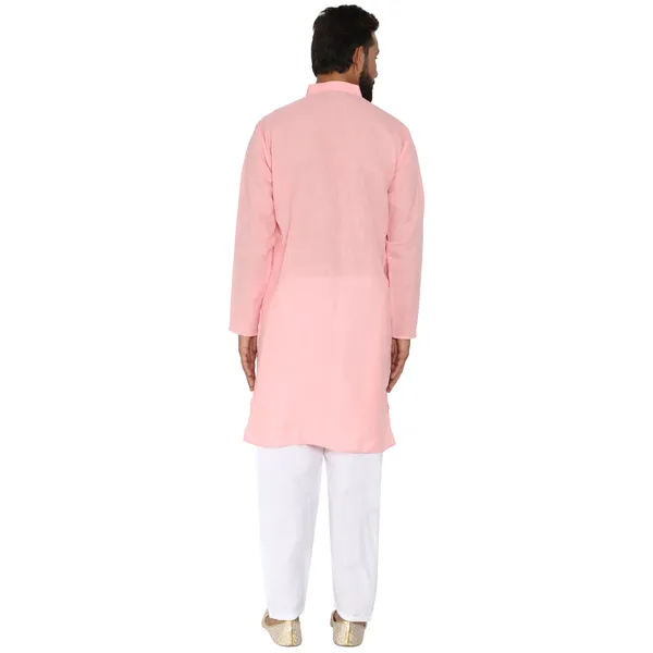 Pink_Cotton_Kurta_With_Pyjama_Set_For_Men