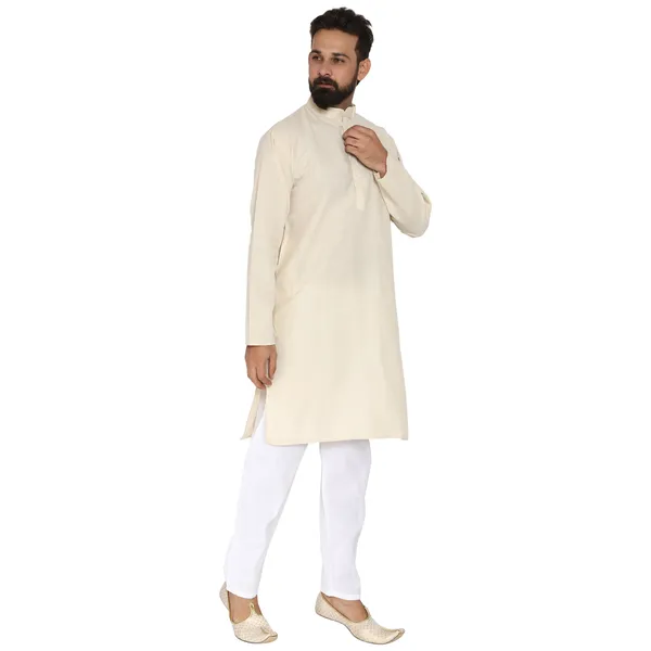 Cream_Cotton_Kurta_With_Pyjama_Set_For_Men