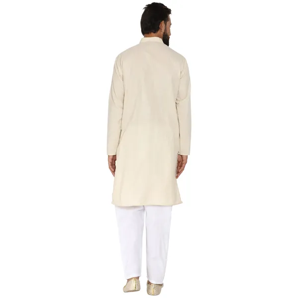 Cream_Cotton_Kurta_With_Pyjama_Set_For_Men