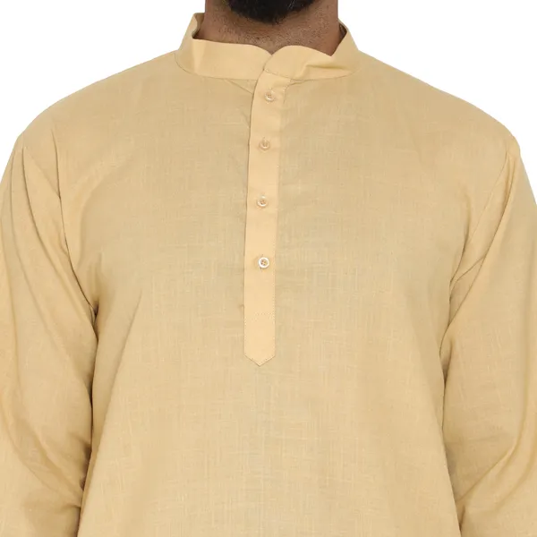 Gold_Cotton_Kurta_With_Pyjama_Set_For_Men