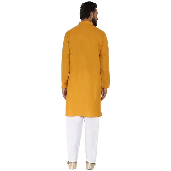 Mustard_Cotton_Kurta_With_Pyjama_Set_For_Men