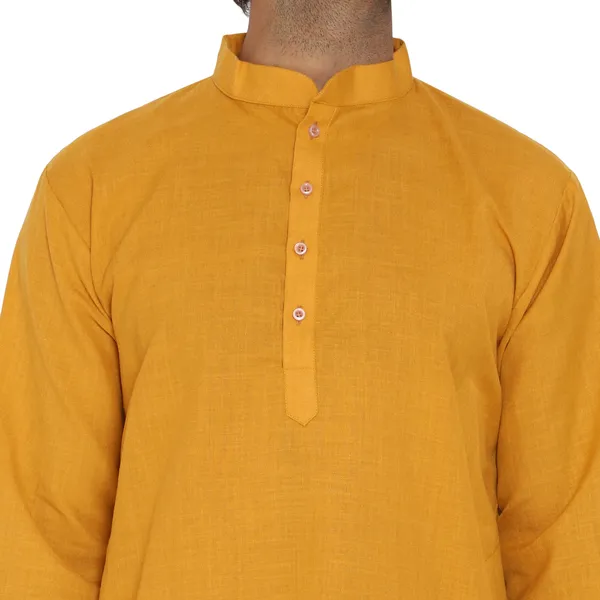 Mustard_Cotton_Kurta_With_Pyjama_Set_For_Men