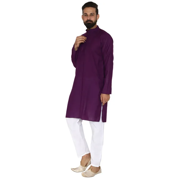 Purple_Cotton_Kurta_With_Pyjama_Set_For_Men