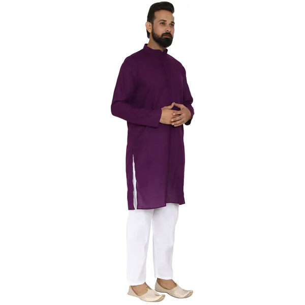 Purple_Cotton_Kurta_With_Pyjama_Set_For_Men