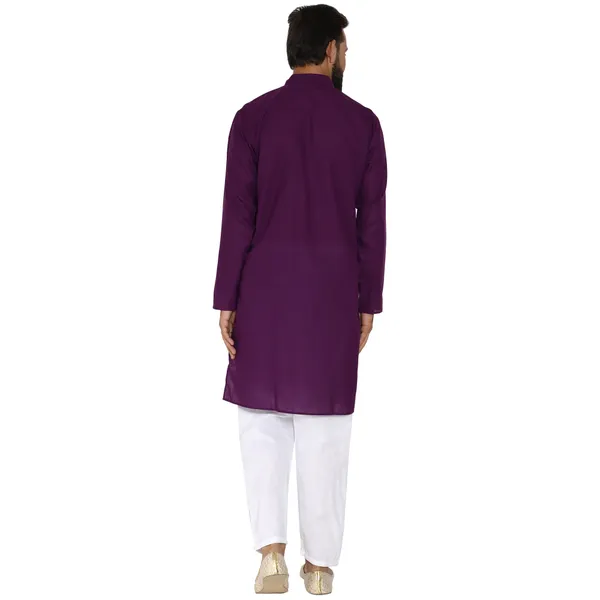Purple_Cotton_Kurta_With_Pyjama_Set_For_Men