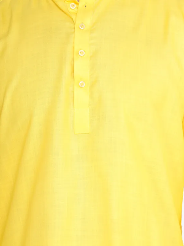 Yellow_Casual_Cotton_Short_Kurta_For_Men