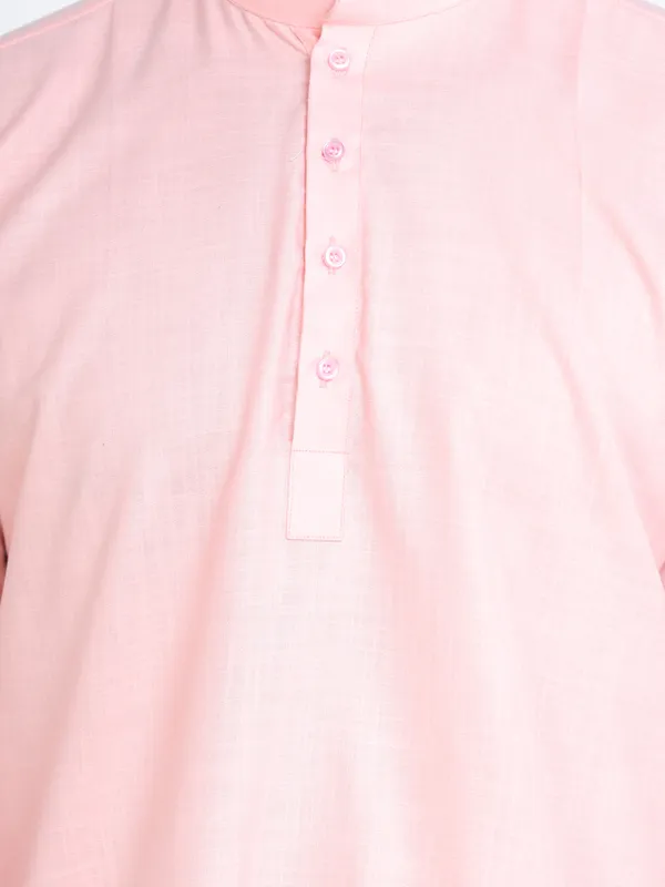 Pink_Casual_Cotton_Short_Kurta_For_Men