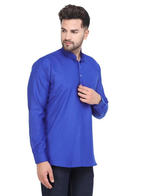 Royal_Blue_Casual_Cotton_Short_Kurta_For_Men