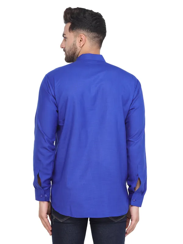Royal_Blue_Casual_Cotton_Short_Kurta_For_Men