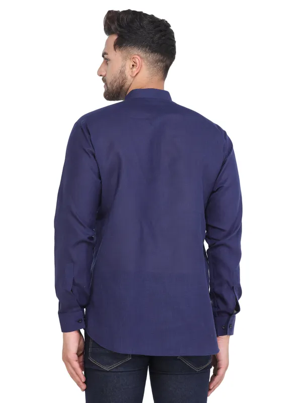 Navy_Blue_Casual_Cotton_Short_Kurta_For_Men