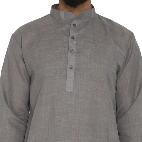 Grey_Cotton_Kurta_With_Pyjama_Set_For_Men