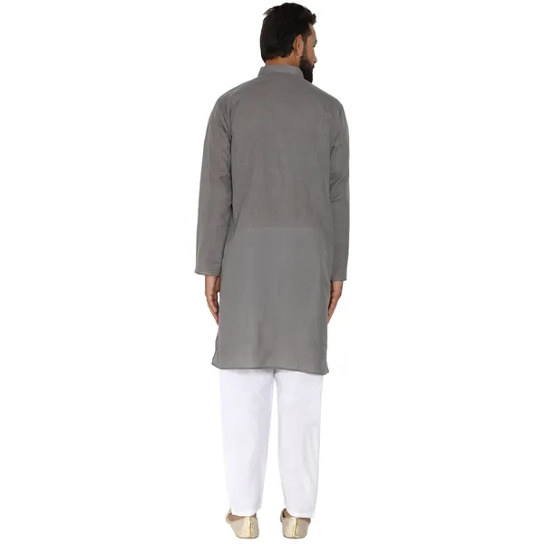 Grey_Cotton_Kurta_With_Pyjama_Set_For_Men