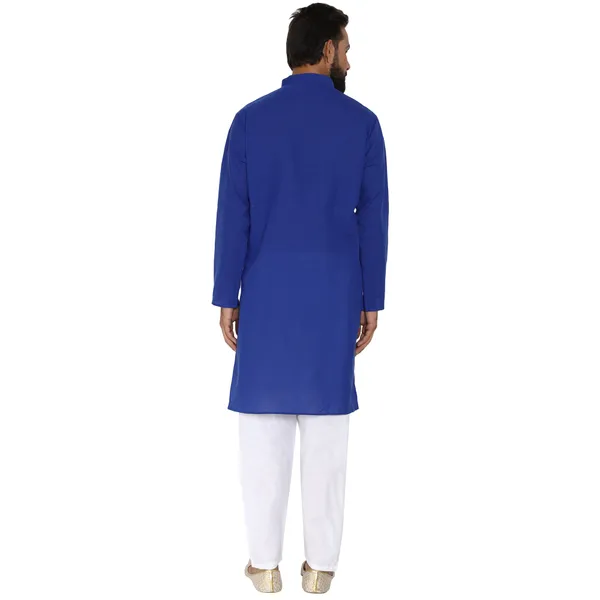 Royal_Blue_Cotton_Kurta_With_Pyjama_Set_For_Men
