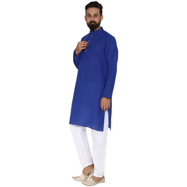 Royal_Blue_Cotton_Kurta_With_Pyjama_Set_For_Men