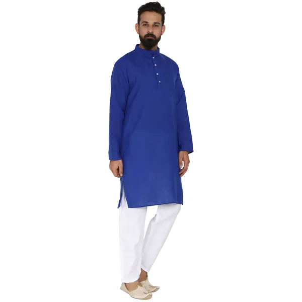 Royal_Blue_Cotton_Kurta_With_Pyjama_Set_For_Men