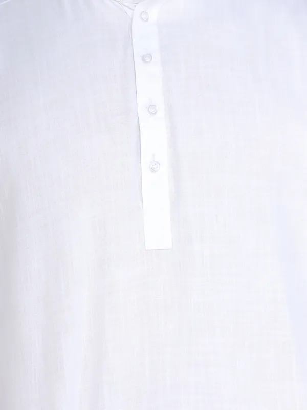 White_Casual_Cotton_Short_Kurta_For_Men