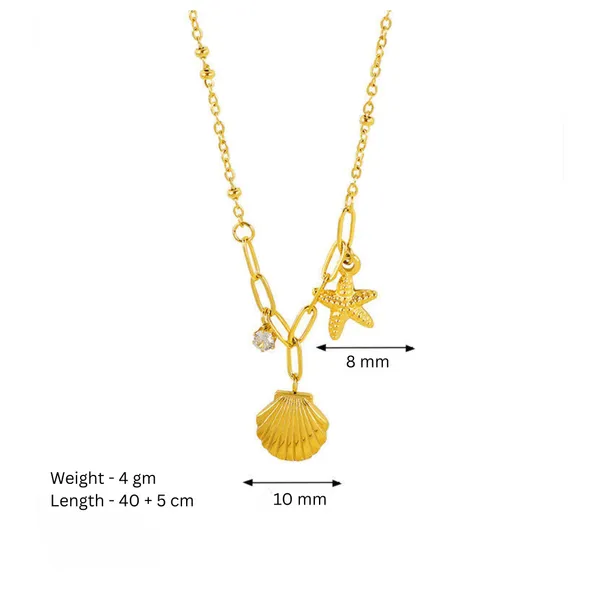 Charms_Style_Sea_Shell_&_Starfish_Pendant_Chain_with_Zircon_|_PVD_Gold_Plated_Stainless_Steel_|_Blackbox_Jewelleries
