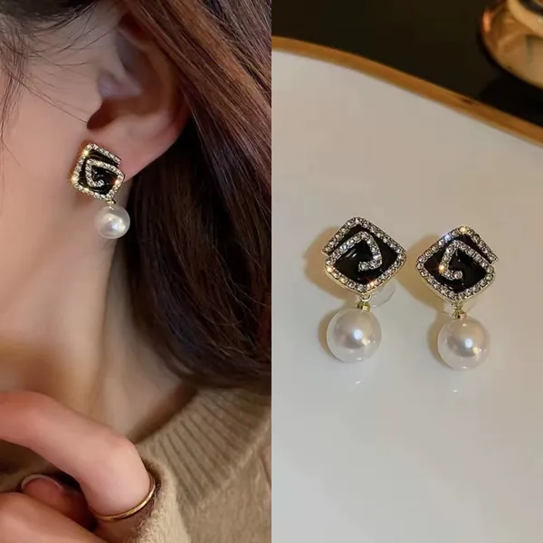 Black_colour_Gold_Plated_Pearl_Bling_Drop_Earrings_for_women_&_girls,_Stylish,_Fashionable,_Korean_Jewelry