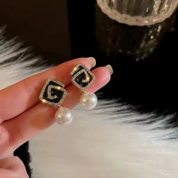 Black_colour_Gold_Plated_Pearl_Bling_Drop_Earrings_for_women_&_girls,_Stylish,_Fashionable,_Korean_Jewelry