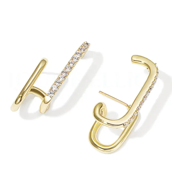 Golden_Double_Layer_C_Shaped_Cubic_Zirconia_Studs_Korean_Jewellery_For_Women_&_Girls