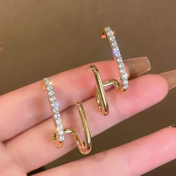 Golden_Double_Layer_C_Shaped_Cubic_Zirconia_Studs_Korean_Jewellery_For_Women_&_Girls