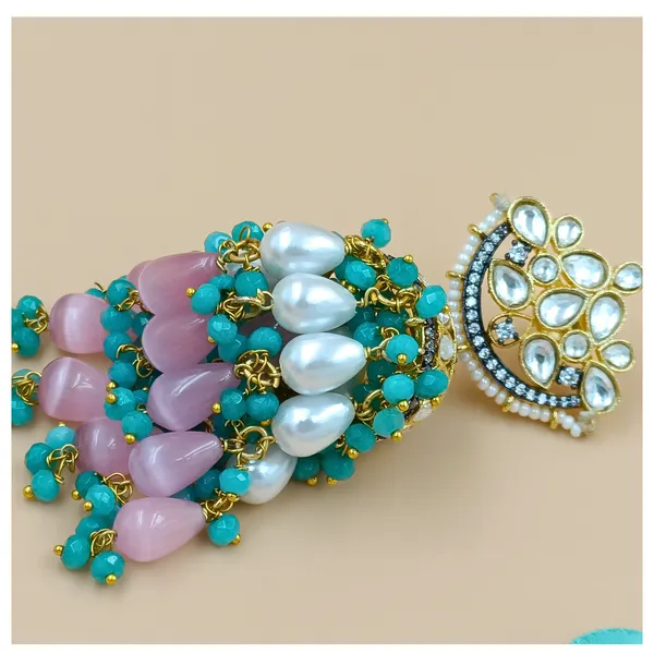 Luxurious_Premium_Quality_Kundan_Polki_Jhumka_with_Multi_colour_beads_for_Women,_Festive_wear,_Wedding_Jewellery