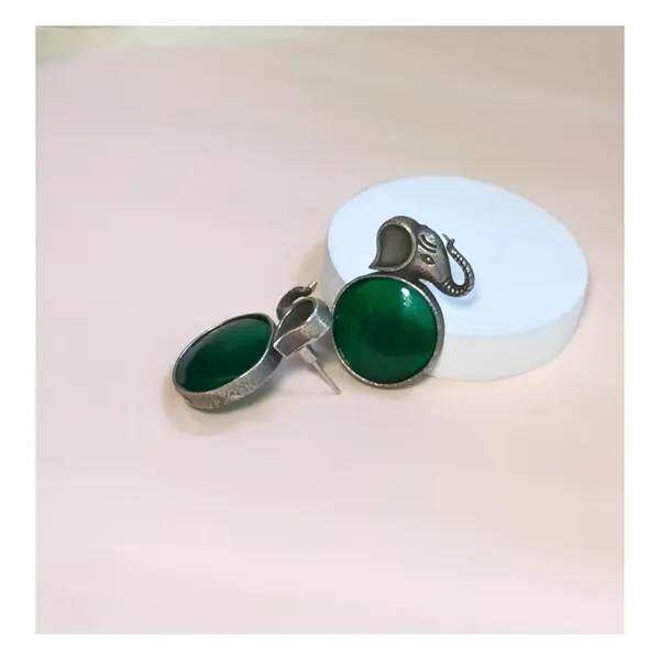 Elephant_Shape_Circular_Stud_with_green_stone_for_Women_&_Girls,_Stylish_Fashionable_earrings