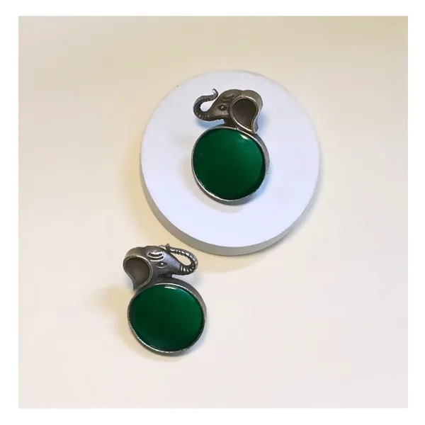 Elephant_Shape_Circular_Stud_with_green_stone_for_Women_&_Girls,_Stylish_Fashionable_earrings