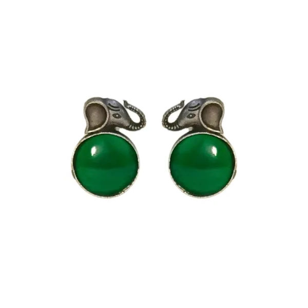 Elephant_Shape_Circular_Stud_with_green_stone_for_Women_&_Girls,_Stylish_Fashionable_earrings