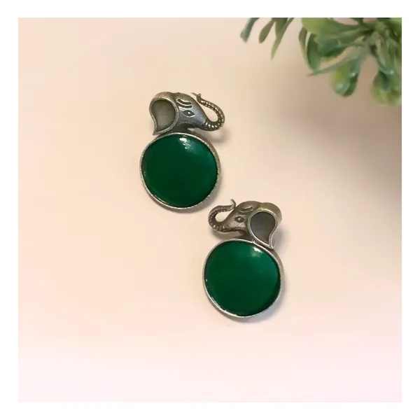 Elephant_Shape_Circular_Stud_with_green_stone_for_Women_&_Girls,_Stylish_Fashionable_earrings