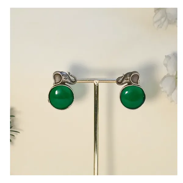 Elephant_Shape_Circular_Stud_with_green_stone_for_Women_&_Girls,_Stylish_Fashionable_earrings