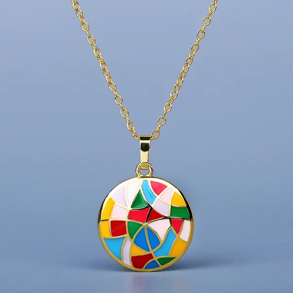 Gold_Enameled_Abstract_Circular_Stainless_Steel_Pendant_Chain_For_Women_&_Girls