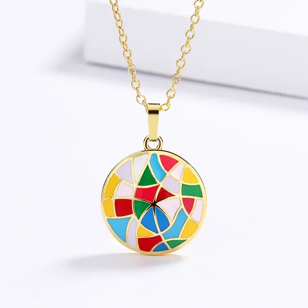 Gold_Enameled_Abstract_Circular_Stainless_Steel_Pendant_Chain_For_Women_&_Girls