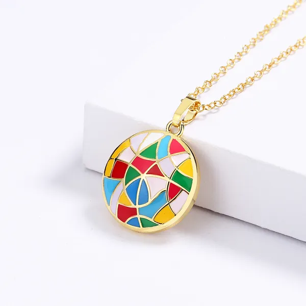 Gold_Enameled_Abstract_Circular_Stainless_Steel_Pendant_Chain_For_Women_&_Girls